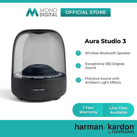 Harman Kardon Aura Studio 3 - Wireless Bluetooth Speaker with Ambient Lighting (Black)