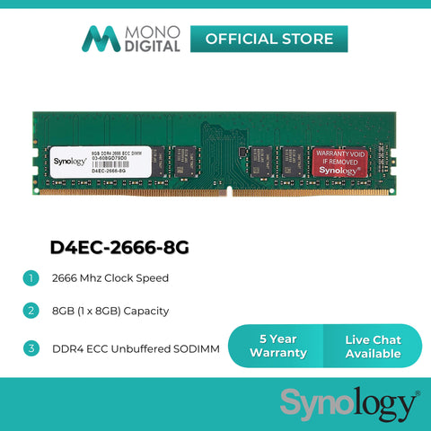 Synology DDR4 RAM 8GB ECC Unbuffered DIMM RAM Laptop RAM Memory Module DDR4 RAM (D4EC-2666-8G)