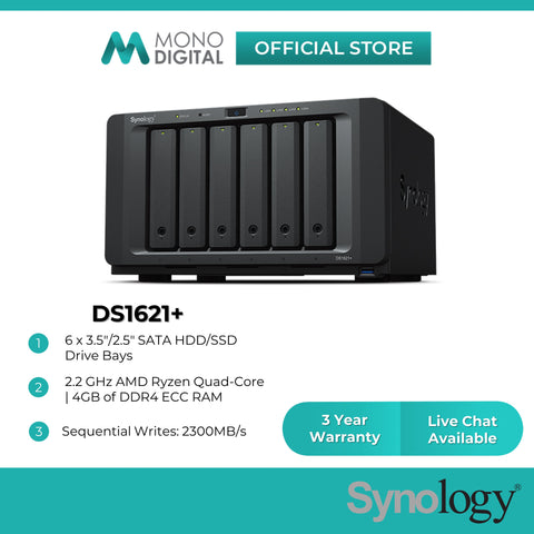 Synology DS1621+ NAS DiskStation 6-Bays NAS Enterprise Sata HDD Quad-Core Processor External Hard Drive Data Backup Storage compatible with Seagate Ironwolf NAS HDD