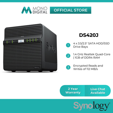 Synology DS420J NAS DiskStation + Seagate Ironwolf NAS HDD 4-Bays NAS Quad-Core Processor External Hard Drive Data Backup Storage compatible with Seagate Ironwolf NAS HDD
