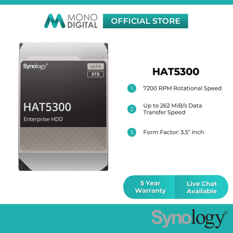 Synology NAS Internal Hard Drive HAT5300 SATA III 3.5'' Enterprise Sata HDD Hard Drive NAS HDD 7200RPM (8TB/12TB/16TB)