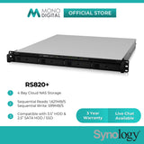 Synology RS820+ NAS RackStation 4-Bays NAS Enterprise Sata HDD for 1U Rackmount NAS Quad-Core Processor External Hard Drive Data Backup Storage for Businesses
